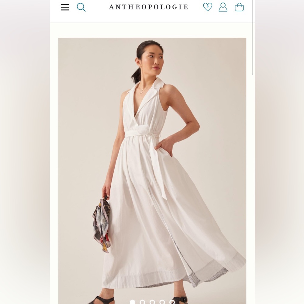 Maeve by Anthropologie Tie-Waist Shirtdress, White, Medium